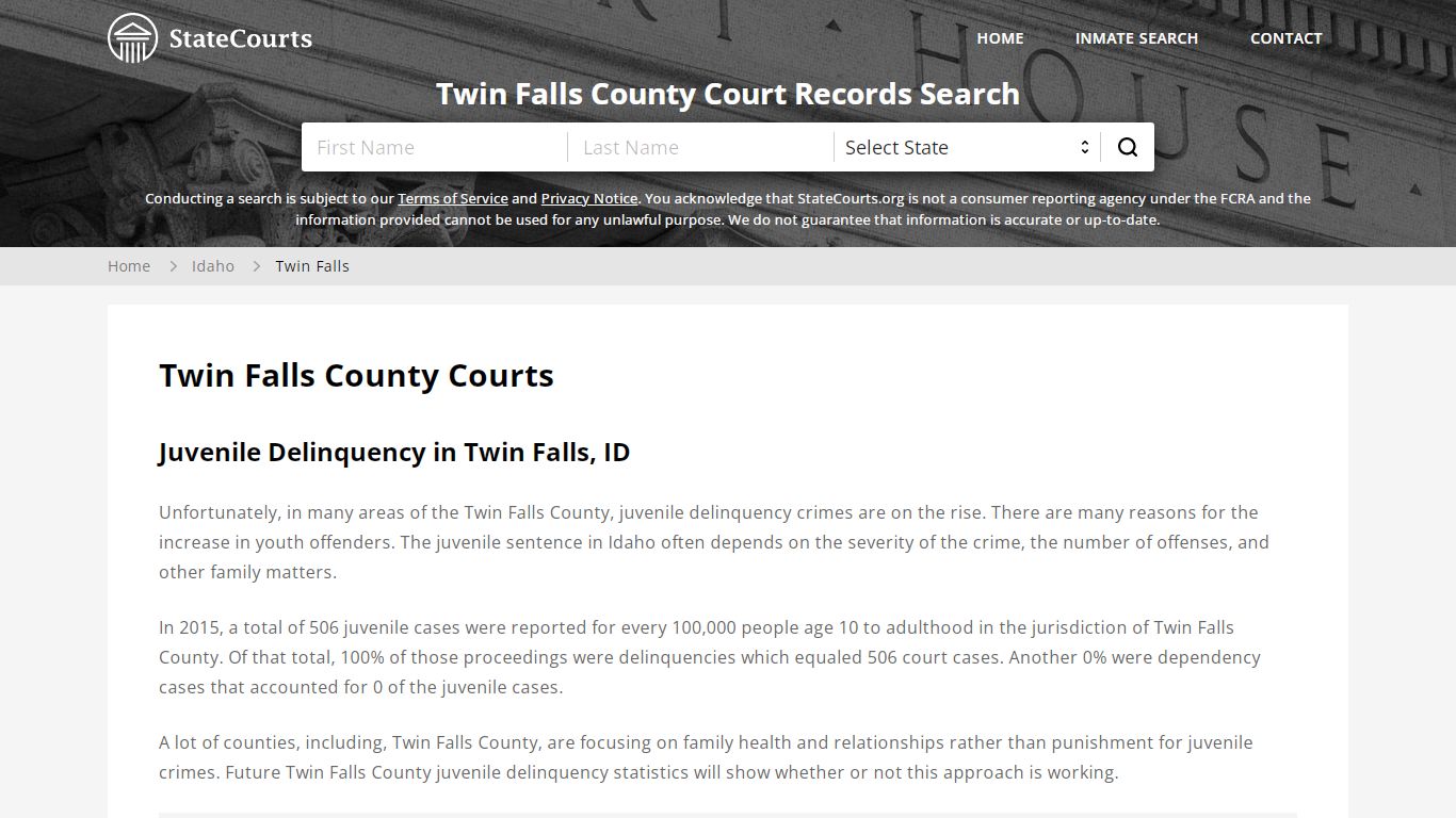 Twin Falls County, ID Courts - Records & Cases - StateCourts