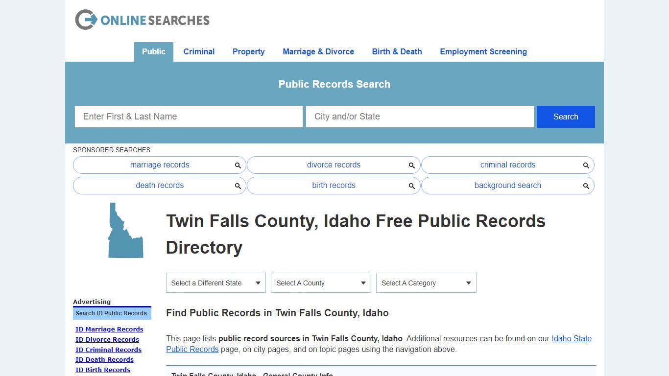 Twin Falls County, Idaho Public Records Directory
