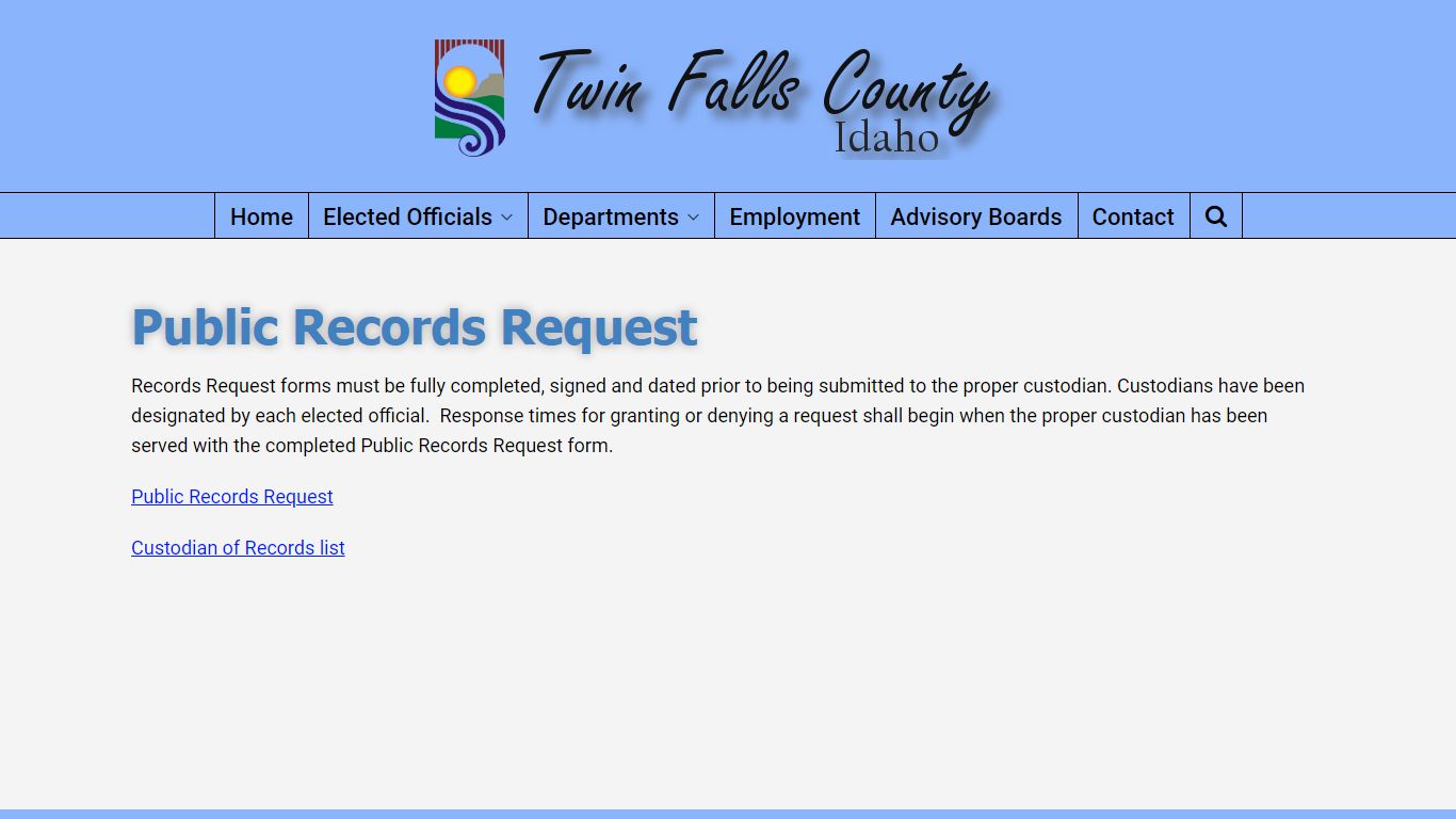 Public Records Request - Twin Falls County